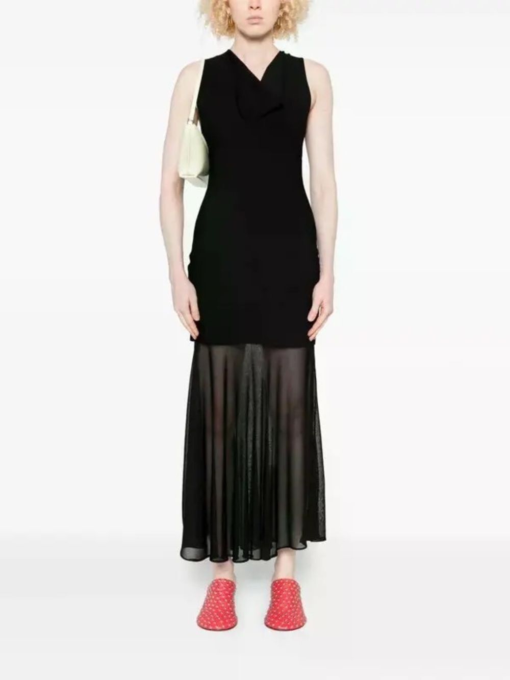 Simkhai Cowl-Neck Maxi Dress Elegant Black Sleeveless Gown DS3